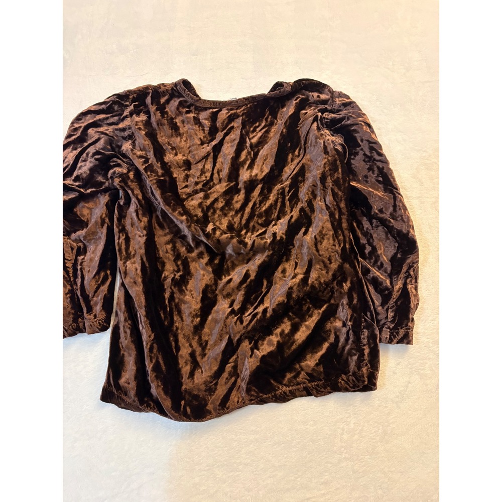CP Shades Brown Crushed Velvet Long Sleeve Top Small Hand Dyed Rayon Pullover - Picture 5 of 5